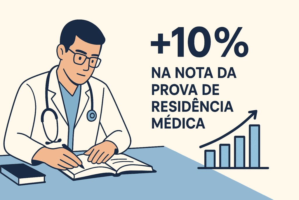 Médico estudando para residência médica com +10% de bônus na nota